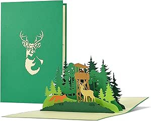 Carte D Anniversaire Pour Chasseur Foret Avec Pop Up 3d Foret Cerf Renard Bon D Achat Invitation A La Chasse Cadeaux Pour Hommes Pour Examens De Chasse Permis De Chasse H31 Amazon Fr