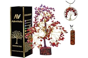 AstraVeda Red Jasper Tree, Tree of Life, 7 Chakra Tree, Feng Shui Tree, Healing Crystal, Gemstone Tree, Crystal Gifts, Healing Stones, Spiritual Gifts, 300 Beads