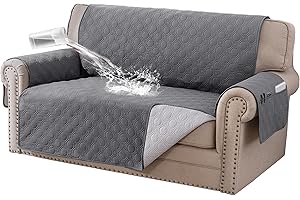 BellaHills Sofa Cover 100% Waterproof Sofa Covers 2 seater Non-Slip Sofa Slipcovers Couch Covers Washable with Elastic Strap Sofa Protectors from Pets Seat Width 47"(2 Seater, Grey)