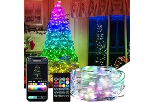Navidad Decoración Luces, GuKKK 10 m 100 LED Guirnalda Luces RGB, Sincronización con Música, USB árbol de Navidad LED cadena de Luces con Smart Bluetooth App Control, Decoración Interior