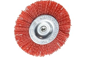 TIVOLY XT20222000778 - Cepillo CIRCULAR para taladro, hilos nylon rojo, decapado de madera diametro 100 mm grano 80