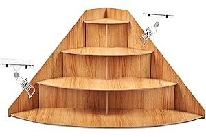 Tapeera 4-Tier Retail Wooden Display Riser - Farmers Market Craft Fair Display Rack - Candle Soap Cups Mugs Tumblers Corner Display Stand For Craft Shows - Curved Countertop Table Display For Cupcakes