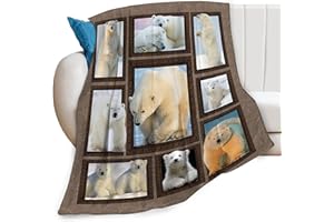 FEORAFEI Polar Bear Blanket Cute Funny Animal Winter Throw Blankets for Couch Sofa Bed Stuff Decor Soft Cozy Fleece Plush Flannel Bedding for Baby Boys Girls Kids Men Women Adults Lover 40"x50"