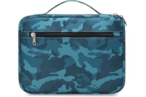 Octsky Bible Cover for Boys Kids Scripture Carrying Case with Handle Pockets Childrens Toddler LDS Handbook Holy Book Protector Pouch Teens Church Bag Hope Journaling Storage Organizer Camo Blue