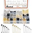 Rustark 960Pcs Safety Pins Assorted 6 Sizes Variety Pack Large and Small Metal Safety Pin Gold Silver Black for Clothing Art Crafts Sewing Quilting Jewelry Making