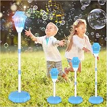 Machine à bulles pour enfants, support rechargeable pour enfants avec lumières et musique | Torche à bulles verticale de 53,3 à 119,4 cm pour mariage, anniversaire, Noël, décoration de jardin