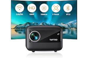 【Electric Focus】Mini Projector TOPTRO Portable Projector with 15000LM 1080P Full HD Supported, 5G WiFi Bluetooth Projector with Keystone Correction, Smart Home Projector for Smartphone/TV Stick