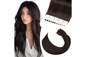 Elailite Extension Adesive Capelli Veri Biadesivo 20 Ciocche Biadesive Tape 100% Remy Human Hair Naturali 20cm 30g #2 Marrone Scuro