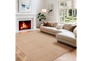 Puremy Wohnzimmerteppich, Kurzflor Teppiche Wohnzimmer Deko Flauschiger Weich Waschbarer & Anti-Rutsch Modern Einfarbiges Teppich für Schlafzimmer, Kinderzimmer, Bettvorleger Matte, 140x200cm, Beige