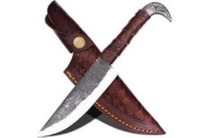 CraftTal wikinger-messer-Taschenmesser-Jagdmesser-Rabenkopf messer handgeschmiedete Klinge aus Kohlenstoffstahl mit speziell entworfener Lederscheide