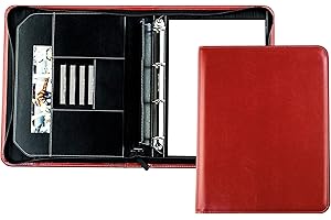 ‎DELMON VARONE - FINE LEATHERGOODS MADE IN GERMANY DELMON VARONE - Ringbuch-Ordner DIN A4 mit Reißverschluss inkl. Schreibblock veganem Eco Kunstleder Rot - handgefertigte Dokumenten-Mappe - Ring-Mappe für Dokumente, Urkunden & Akten (zum Abheften)