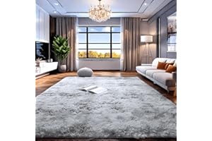 linyingdian Tappeto peloso morbido e antiscivolo da sala da pranzo e da camera da letto tappeto sfumato (grigio chiaro, 160x200cm)