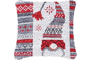 LDFHOIN Kit de coussins à nouer soi-même - Kit de crochet - Kit de Noël - Housse de coussin - Kit de bricolage - Cadeau pour débutants, adultes ou enfants - 43 x 43 cm