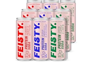 Feisty Drinks Protein Soda – Mixed Flavour Pack | 9x330ml | 10g Plant-Based Protein, Essential Amino Acids, No Artificial Ingredients, No Added Sugar, Dairy-Free, Low-Calorie