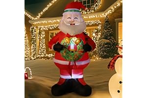 HAUSPROFI Nadmuchiwany Święty Mikołaj 240 cm, nadmuchiwana dekoracja bożonarodzeniowa, duża dekoracja na zewnątrz, figurki bożonarodzeniowe XXL, do użytku wewnątrz i na zewnątrz, z oświetleniem LED