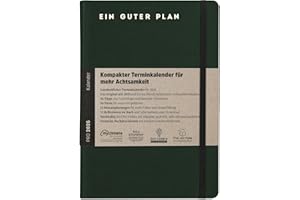 ‎EIN GUTER PLAN Ein guter Plan Pro 2026– Kompakter Terminkalender für mehr Achtsamkeit im Alltagschaos – Datierter Planer mit Kunstledereinband, Gummiband und Froschtasche (Wald 2026)
