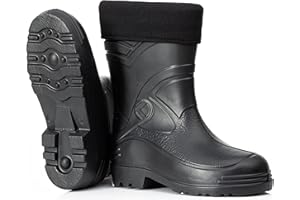 CLIMBR Ultraleichte gefütterte Gummistiefel Herren EVA Thermo 40-49 warme Kurzschaft Winter Arbeitsstiefel mit Futter