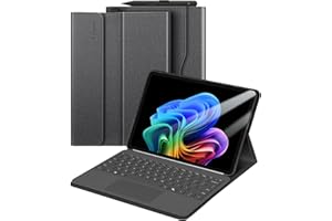 FINTIE Custodia per Microsoft Surface Pro 12 Pollici (2025), [Multi-angli] Portfolio Business Cover Posteriore in TPU con Tasca e Portapenne, Compatibile con Tastiera Type Cover, (*Nero)
