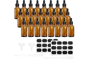 Lawei 24 Bouteilles en Verre ambré avec pipettes Compte-Gouttes pour huiles essentielles parfums Produits Chimiques de Laboratoire de Chimie d'aromathérapie - 30 ML