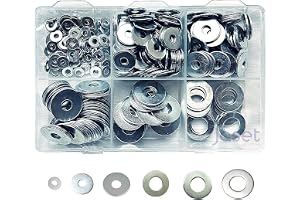 Sahmbi Innovations Hardware Plain Flat Washers – 3mm to 10mm – White Zinc Plated Assortment Kit – 320 pieces