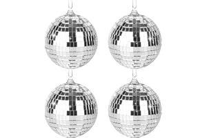 Förpackning med 4 discokulor, 10 cm diameter spegelbollar, små discobolor, lämplig för julgran, bröllopsbakgrund, bardekorati