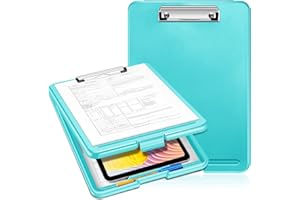 SITHON Planchettes à pince A4 avec rangement, Léger Porte Document A4, Presse-papiers Dossier pour Infirmière Médecin Enseignants Étudiants Coach de vente Conférence de bureau d'école, Turquoise