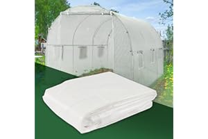 ECD Germany Folia Zastepcza Do Tunelu Foliowego 300x200x200cm 6m² Biala Z Zamkiem Blyskawicznym, Drzwiami I 6 Oknami, Odporna Na Rozerwanie Folia Szklarniowa Foliowa Tunel Ogrodowy Folia Chlodnicza