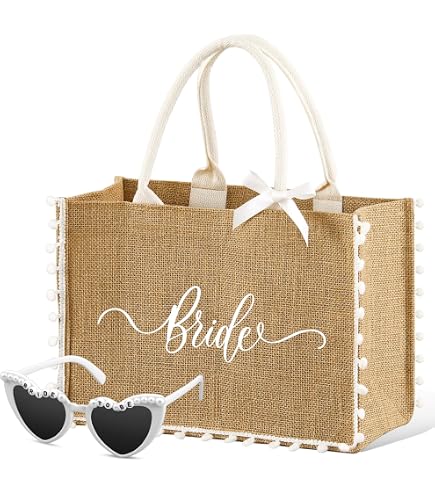 Varsany Braut-Tragetasche Personalisierbar – Weiß, Baumwolle, Mit Strass-Kristallen, Für Hochzeit & Alltag