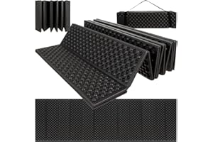 TRIZAND Matelas isolant pliable 180 x 60 x 1 cm – Mousse EVA imperméable, extra épais, avec sangle de transport – Tapis de camping, extérieur, tente, randonnée, noir, tapis de plage