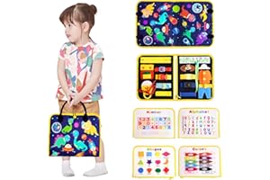 Achiyway Busy Board Montessori 2 3 4 5 6 Anni, 5 Strati Pannello Sensoriale Bambini Montessori con Alfabeto, Numeri, Lavagna Interattiva, Cerniere, Lacci e Fibbie, Regalo per Bambini da 2 a 6 Anni