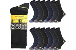 Socksmad 12 Pack Mens Work Socks - Thick Socks Men, Cushioned Padded Sole For Builders, Mechanics, Engineers - Boot Socks For Men, Work Socks For Men 9-12 Heavy Duty, Thick Work Socks Sweat Absorbing