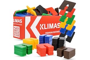 GENERISCH Wkręt-Met® KLIMAS Verglasungsklötze-Set 300-teilig - 50 x 50 mm | Kunststoffplatten Abstandshalter Kunststoff Unterlegplatten Unterlegkeile Distanzhülsen | Höhe 2-10 mm MIX