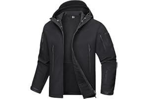 TACVASEN Military Waterproof Men's Softshell Jacket Fleece Lining Camouflage Outdoor Coat