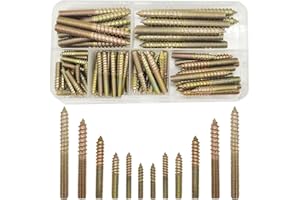 WEQEYENT 84 Pcs M4 M5 M6 Hanger Bolts,Double Sided Screws,Galvanized Dowel Screw Self-Tapping Double Ended Screw for Wood Joints(20/30/45/50/60mm)