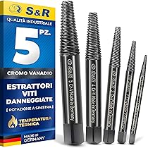 Set Di 6 Estrattori Per Viti Danneggiate - In HSS 4341, Durezza 62-63 HRC, Per Meccanici E Fai-da-te