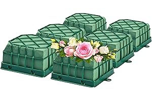 GDECORA Pack de 6 Espumas Florales Naturales para Arreglos Florales, Esponja 12x12x7cm Para Flor Cortada con Base y Rejilla- Herramienta Esencial para Arreglos Florales, Bodas, Cumpleaños