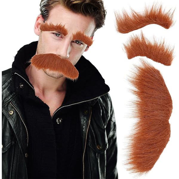 Lustiger Fake Bart Fake Bart Selbstklebend - Brauner Kunstfell-Schnurrbart Zum Ankleben - Lustiger Kostüm-Bart Für Halloween, Party & Cosplay - Für Männer & Frauen Fake Beard