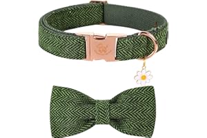 Elegant little tail Weihnachts-Hundehalsband mit Schleife – Herringbone Grün Hundehalsband Bow Langlebiges Fliege-Halsband Haustier-Hundehalsband für mittelgroße Hunde