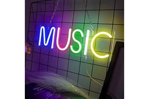 BringLuck2U Neon Light Music Neon Sign For Wall Decor Lettere Colorate Neon Lights Sign Music Word Led Neon Per Camera Da Letto Sala Giochi Club Bar Decorazione Per Feste