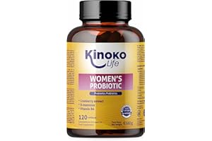 KINOKO LIFE PROBIOTIQUE FEMME (4 en 1) | 100 milliards | 120 gélules | Flore Intestinale | Santé intime féminine et voies urinaires | Système immunitaire | Avec Prébiotiques | Convient aux végétariens