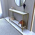 Decoworld || Elegant Console Table With Storage || Console Tables For Living Room And Entryway || Side Tables For Room Decor (Gold) - Metal