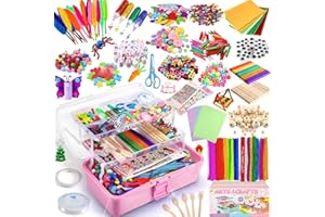 DROOKAEN AK Arts and Crafts Supplies for Kids, 3000+Pcs DIY Craft Kits, Ages 6-10, Educational Preschool and Homeschooling Arts Programs, Children Craft Kits, Christmas Gifts in Portable 3 Layered Plastic Art Box