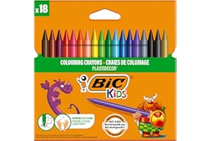 BIC Plastidecor Elleri Kirletmeyen Pastel Boya, 18'li Kutu, Elleri Boyamaz, 30 Aydan Büyük Çocuklar İçin İdeal