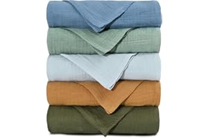 SOARWG KIDS Muslin Cloths for Baby Muslin Squares Swaddle Blankets, Neutral Receiving Blanket Swaddling for Newborn Boys and Girls, 5 Pack Breathable and Skin-Friendly Swaddle Wrap for Infant Baby LMF5001