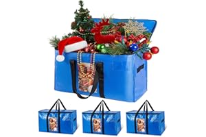 TAILI Umzugstasche mit Reißverschluss,Große Aufbewahrungstasche mit Deckel& Griffe Sichtfenster Aufbewahrung Bettdecken Kleidung Umzug Reisen Bettzeug,Alternativen zu Umzugskartons（4 PCS Blau）