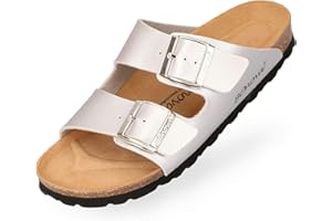 BOnova Damskie klapki Schwanberg w 9 kolorach, letnie sandały w przyciągających wzrok kolorach z okuciami, wygodne kapcie z podeszwą z korka