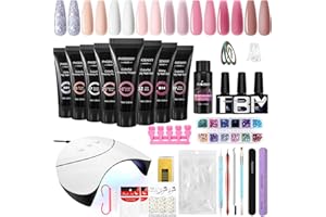 ‎PHOENIXY PHOENIXY Gel Nägel Set, 8 Farbe Poly Nagelgel Set mit 36W U V Nagellampe Poly Nagelverlängerung Gel Starterset mit Unterlack Glänzende und Matte Überlack Geschenke für Frauen
