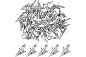 Happyyami 50pcs Metal Alligator Clips Metal Alloy Clip Crocodile Clamps for Xmas Christmas Tree Ornament Memo Photo Picture Clips Holder Christmas Crafts