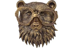 Gresonic 3D head Wall Mount Ornament, Animal Heads for Wall Art Hanging Sculptures, Small Metal Wall Resin Art Wall Decor Ornament Waterproof Bronzed Resin Decorations for Home (bear head)