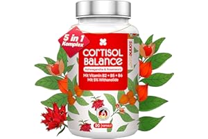 ‎SONNESEE Cortisol Balance 5 in 1 Ashwagandha & Rhodiola Rosea pro Tag 600mg Komplex hochdosiert Kapseln mit Vitamin B5, B2, B6 Vegen in Deutschland produziert